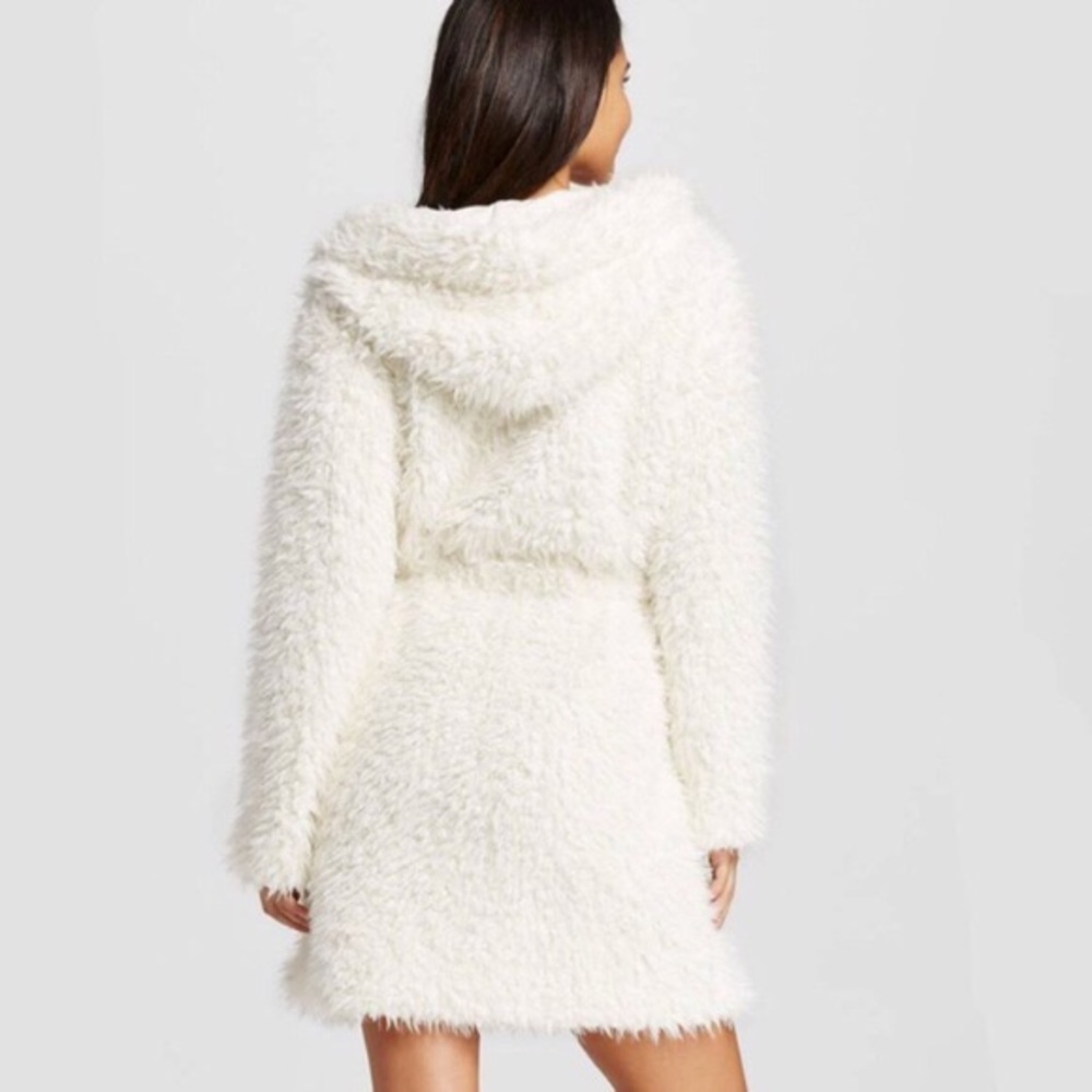 White fuzzy robe